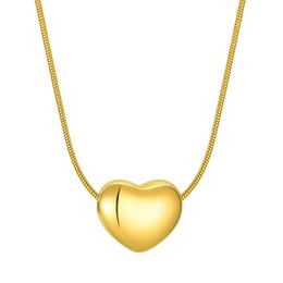 Girlfriends Gifts Stainless Steel Love Heart Pendant Necklace Snake Chain Gold-Plated Fashion Bling 18inch 1622