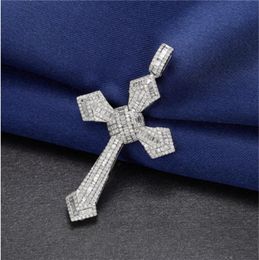 2020 Vintage Diamond cz Cross Pendant 100 925 Sterling Silver Party Wedding Pendants Necklace For Women men moissanite Jewelry1237122