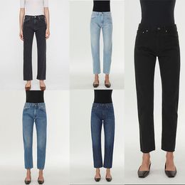 Designer neuer lässiger, hoch taillierter klassischer klassischer asymmetrischer Twist Stitch Design neun Minuten kleiner kleiner Beinjeans Frauen Mode-Jeans-Jeans
