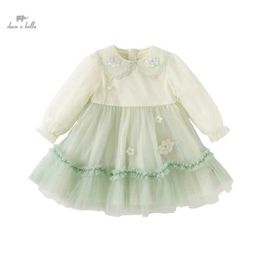 Girl's Dresses Dave Bella Princess Dress for Girls Children Baby 2024 New Spring Sweet Lovely Flower Mesh Fashion Party Outdoor DB1247863L240508