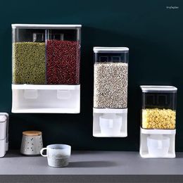 Storage Bottles 3L Wall-mounted Dry Food Dispenser Grains Container With Sealing Lid Transparent Dust-proof For Kitchen