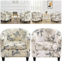 Chair Covers Club Cover Semicircular Armchair Slipcover Stretch Tub Printed Breathable Removable