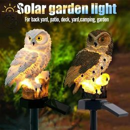 Creative Solar Lights Outdoor Waterproof Resin Owl Ornaments Decorative Lights Garden Landscape Lamp Guide Street Night Lamp 240423