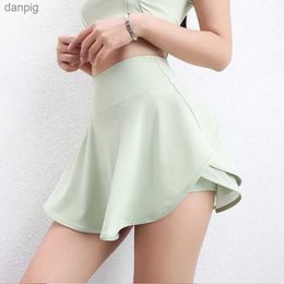 Skirts Women High Waisted Grner Tennis Skirts Active Ruffle Pleated Short Skirt Outdoor Fitness Workout Running Sportswear Badminton Y240508