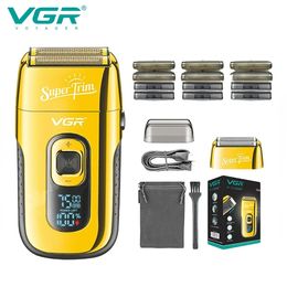 VGR Shaver Electric Razor Professional Beard Trimmer Reciprocating Shaving Machine Razors Digital Display for Men V332 240423