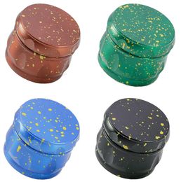 Drum Shape 63mm Diameter Herb Grinder Smoking 4 Layer Zinc Alloy Metal Chamfered Edge Concave Grinders With Golden Dot Colorful To6913865