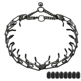Metal Dog Training Prong Collar Removable Black Pet Link Chain Adjustable Stainless Steel Spike Necklace with Comfort Rubber Tip 240508