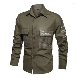 Men's Casual Shirts Brand Designer Men Cotton Shirt Jacket Blouses Military Tactical Outdoor Pockets Long Sleeve Buttons Dress