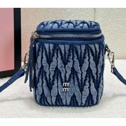 Women Makeup Classic Denim Box Diamond Plaid Hardware Metallic Clasp Tote Matelasse Chain Crossbody Bag Can Press Small Gold Ball Designer