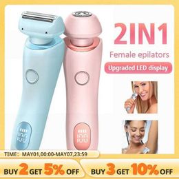 Home Beauty Instrument Female electric shaver 2-in-1 bikini trimmer facial to remove underarm and leg female body IPX7 waterproof Q240507