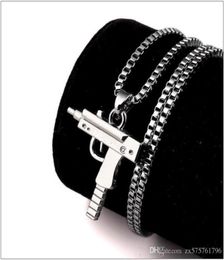 Men Charm Chain Necklace Hip Hop Jewellery Pistol Pendant Gold Silver Filled Design Punk Fashion Filling Pieces Male Necklaces2333226