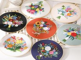 Other Arts And Crafts Flowers Embroidery Kit DIY Needlework Houseplant Pattern Needlecraft For Beginner1675158