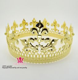 Majestic Queen King Full Gold Crown Men And Women Royal Prince Headwear Cosplay Metal Party Show Prom Hair Accessories MO0764113435