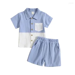 Clothing Sets Summer Boy Cotton Linen Casual Children's Wear Baby Boys Contrast Colour T-shirt Shorts Pants 2Pcs Clothes