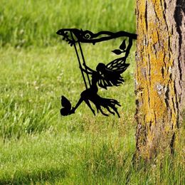 Garden Decorations HelloYoung Metal Fairy Silhouette Art Shadow Decor For Yard Lawn Floor Ornament Hollow Out Shape