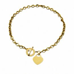 Gold Heart Halskette Marke Luxusschmuck Frauen Anhänger Nencklaces Sier Kette Japan und koreanischer Stil Stainl Steel Halskette Liebhaber Pe A6um#