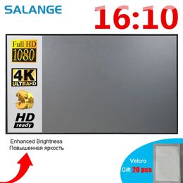 Salange Curtain AntiLight Projector Screen 16 10 100 120 inch Portable Reflective Fabric Cloth 3D HD for Home Outdoor Office 240430