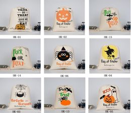 Other Festive Party Supplies Canvas Halloween Sants CandyBag Large Drawstring Gift Sack Pumpkin Printed Bags For Hallowmas Chri1653437