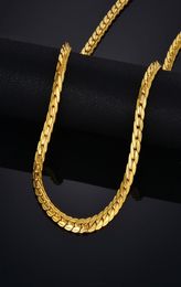 Vintage Flat Chain Necklaces Male Gold Colour Stainless Steel Golden Neck Chains For Men Punk Jewellery Dropshipping4794343
