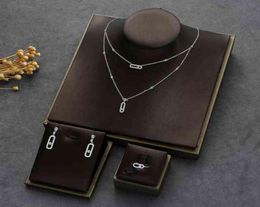 Fashion Exquisite Necklace Earrings Ring Set Stackable Necklace Female Girlfriend Wife Gift Ladies Fashion Earrings Jewlery Set Y29844126
