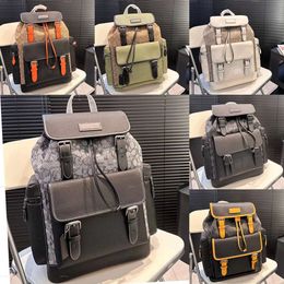 New Hot 10A Coaches Backpack Designer Backpack Men And Women Backpack Book Bag Classic Old Flowers Drawstring Clip Open And Close Jacquard Leather Schoolbag 141