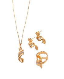 Bridal Jewelry Sets Vintage Necklace Pendant Earrings Ring Set For Women Accessories Whole Gold Dubai Jewelry Set2595507