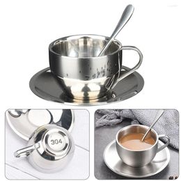 Mugs Double-deck Stailess Steel Mug Coffee Cup Foldable Handle Portable Travel Camping Milk Tea Tumbler Water