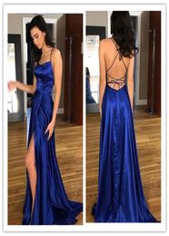 Simple Stain Royal Blue Sexy Backless Prom Evening Dresses Simple Formal Party Dress9662747