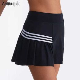 Skirts Skorts Antibom Fake Two-piece Sports Short Skirt for Women Cool and Antibacterial Yoga Shorts Anti Glare Tennis Skirt Pants d240508