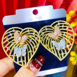 Stud Earrings GODKI 45mm Luxury Butterfly Heart For Women Wedding Cubic Zircon Crystal Dubai Bridal Hign END 2024