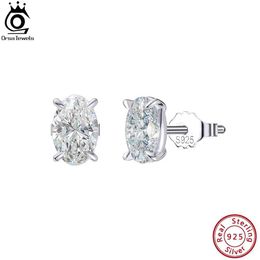 Stud ORSA JEWELS 925 Pure Silver Brilliant Oval Artificial Diamond Halo Advanced Cubic Zirconia Womens Wedding Jewellery Earrings LZE03 Q240507