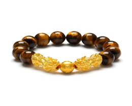 3D Sand Gold Double Pixiu Brown Tiger Eye Beads Bracelet Vietnamese Transfer Luck Men and Women039s Bracelet8492740