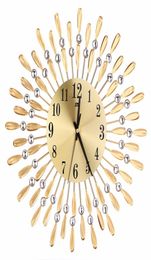 Art Diamond Modern Metal Wall Clock Large Wall Mounted Clocks Home Living Room Office Decor BlackGold High Quality C427940270