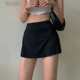 Skirts Skorts Tennis Skirt Women High Waist Sexy Girl Tight Bag Hip Short Skirt Summer Sports Culottes Split A-line Mini Skirt Y2K Clothing d240508