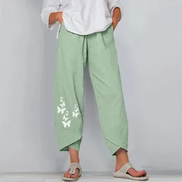 Women's Pants Summer Autumn Trousers Woman Palazzo Printed Cropped Comfy Baggy With Pockets Female Sweatpants