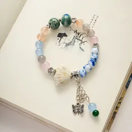 Strand Elegant Butterfly Beaded Charm Bracelet For Women Chinese Style Sweet Bamboo Joint Friendship Jewellery Accessories