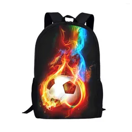 Backpack Men Football With Flames 3D Pattern Large Capacity 17 Inch Travel Women's Bagpack Children School Bags Shoulder Mochila