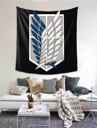 Wings Of dom AoT Attack On Titan Tapestry Curtain Eren Anime Manga AoT Wall Cloth Polyester Beach Mat Casual 2106091946012