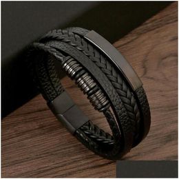 Beaded Classic Mens Leather Bracelet New Style Hand-Woven Mti-Layer Combination Accessory Fashion Man Jewellery Wholesale Drop Delivery Ot48U