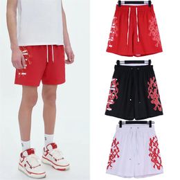 Men's fashion niche, trendy new logo, bone print, high street shorts, trendy men's 7-point casual beach pants