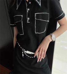 Black White T Shirt Dress Women Summer Clothing Brand Fashion Onepiece Short Sleeve With Pockets Dresses6884633