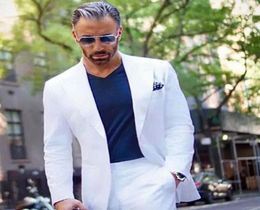 Wide Peaked Lapel White Men Suits for Wedding Groom Tuxedo Blazer 2 Piece Coat Pants Slim Fit Terno Masculino Costume Homme2275973