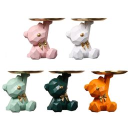 Storage Sculpture Entrance Crafts Geometric Bear Resin Desk Decoration Candy Sundries Household Supplies for Office Coffee Shop 240507