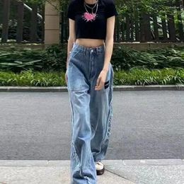Women's Jeans Wide-Leg Girl Summer High-Rise Design Sense Straight-Leg High Street Pants Loose Drape Mop Trousers Ins