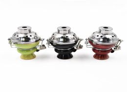 Whole 1pclot Shisha Ceramic Bowl With Metal Wind Cover And Charcoal Screen Hookah Bowl 5 Colours Available Shisha Foil Hose C5113908
