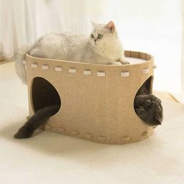 Cat Beds Furniture Private Cat Sanctuary Cat Cave Beds for Stress Relief Play Sturdy Double-layer Cat House for Indoor Cats Up to 22 Lbs for Summer d240508