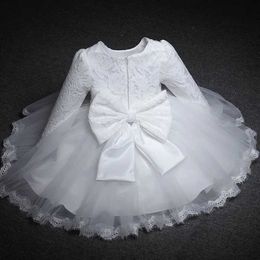 Christening dresses Baby Girl Princess Dress Long sleeved 1st Birthday Vittorio White Lace Party Newborn Baptist Clothing Q240507