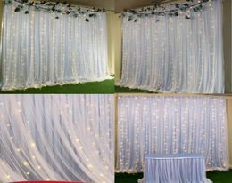 2 layers Colorful wedding backdrop curtains with led lights event party arches decoration wedding stage background silk drape deco7895156