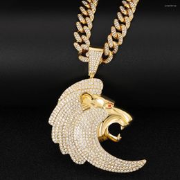 Pendant Necklaces Iced Out Lion Elephant Animal Necklace With Smooth Cuban Link Chain Exquisite Stylish Hip Hop Jewelry For Men And Women