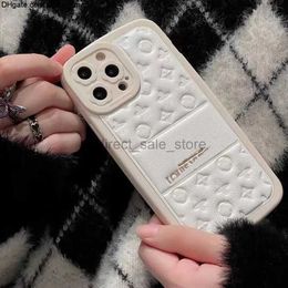 Phone beautiful Designer Cases For iphone 15 promax 14 13 12 Pro Max Case Luxury LU Leather phonecase letters flower embossed cover pink soft shell